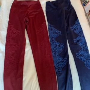 Aerie Designed leggings 2 PACK, Red + Blue, soft!